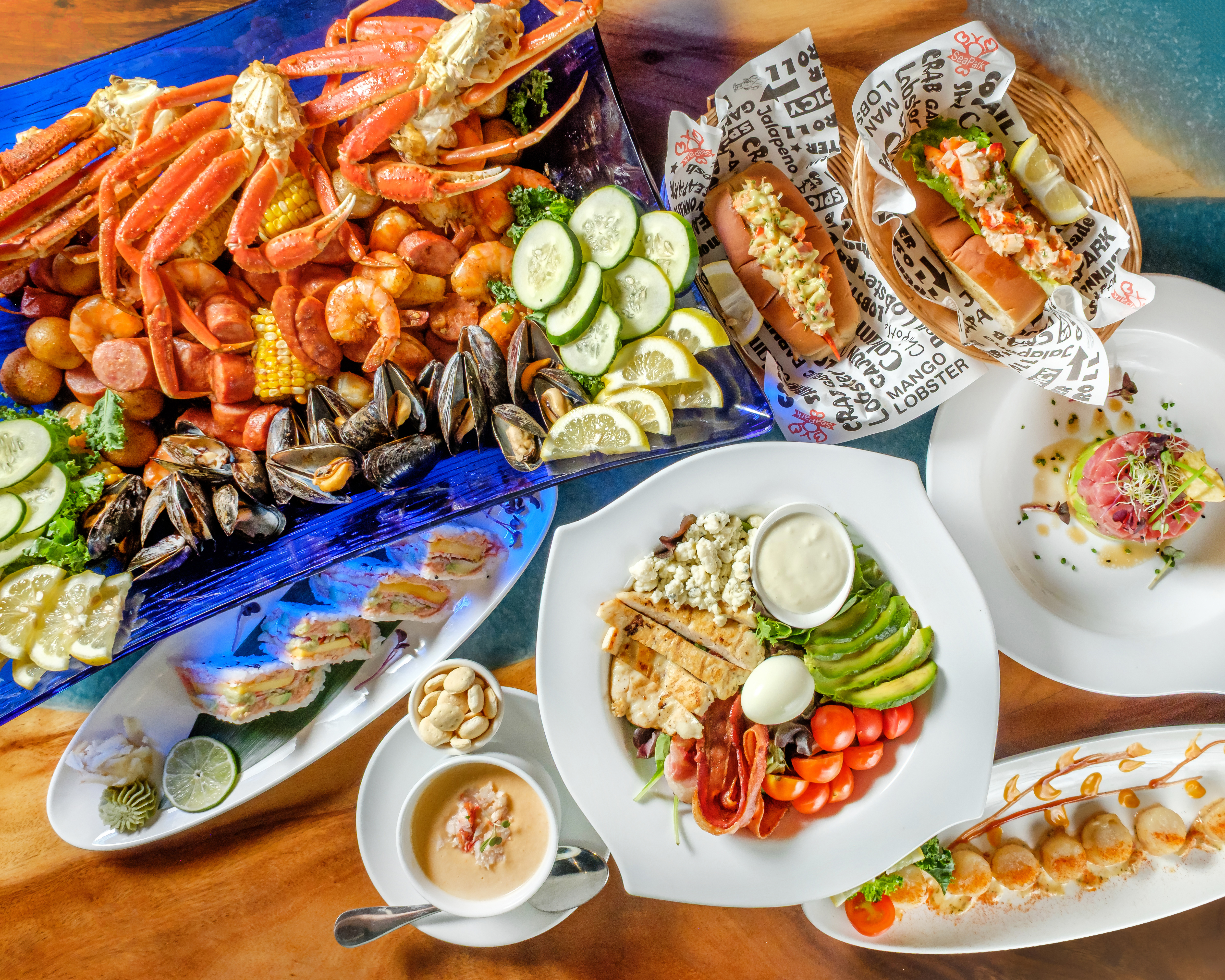 Full seafood spread